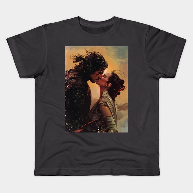 Kylo Ren and Rey Kids T-Shirt by AuroraNoa